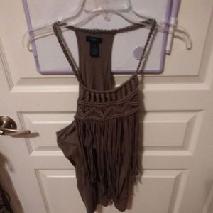 Green tank top with fringe